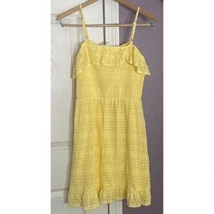 NWT Live To Be Spoiled Yellow Eyelet Ruffle Smocked Sun Dress Women's Size‎ L